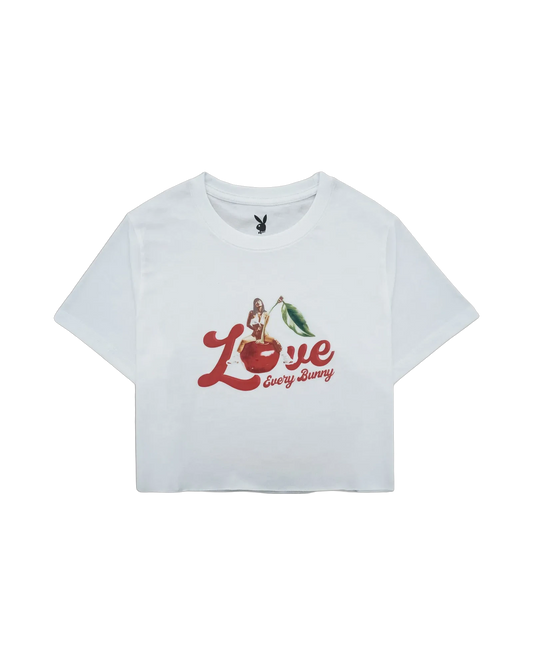 Playboy Cherry Crop Tee - White
