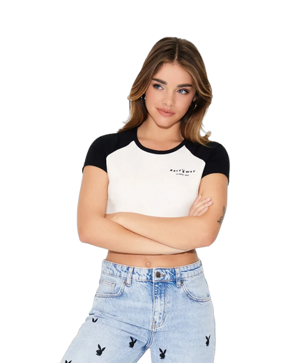 Playboy Raceway Baby Tee - White