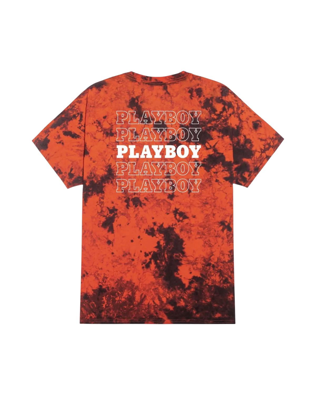Playboy Repeating Masthead Tie Dye T-Shirt - Orange Black Tie Dye