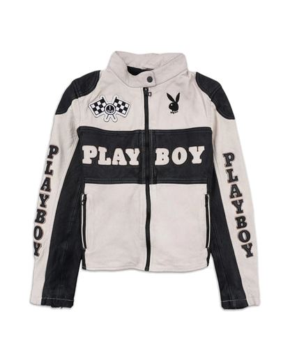 Playboy Anderson Women's Leather Jacket - White