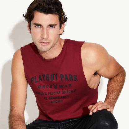 Playboy Raceway Muscle Tank - Cardinal