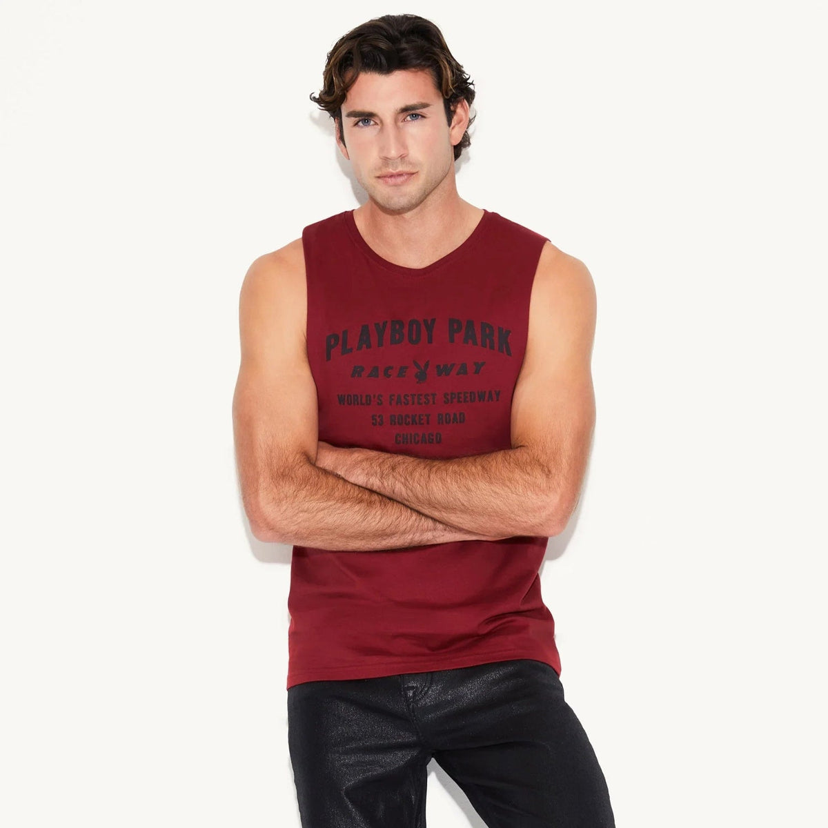 Playboy Raceway Muscle Tank - Cardinal