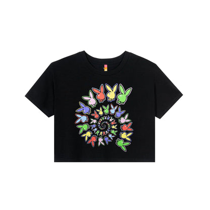 Playboy x Color Bars Spiral Women's Cropped T-Shirt