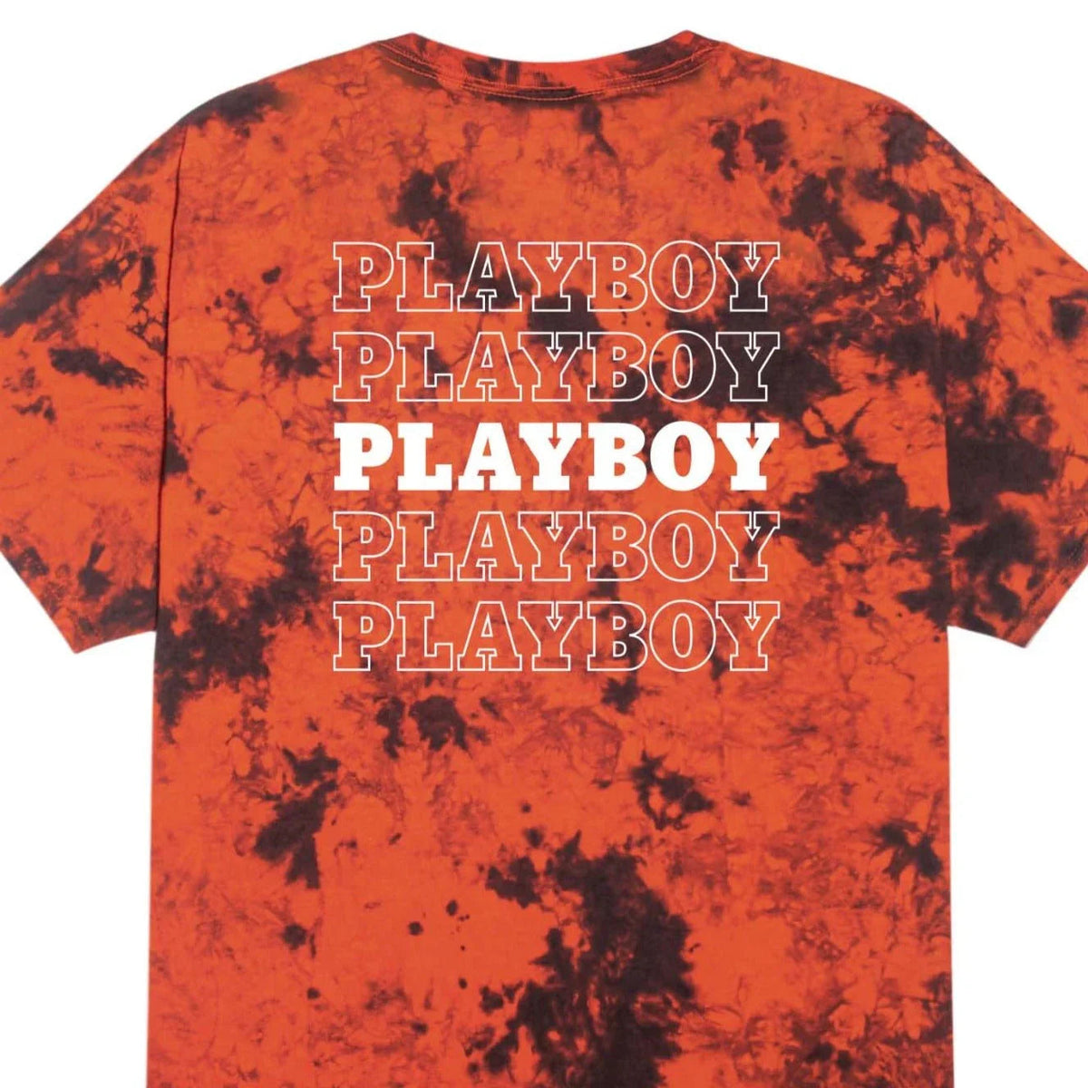 Playboy Repeating Masthead Tie Dye T-Shirt - Orange Black Tie Dye