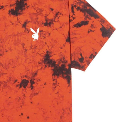 Playboy Repeating Masthead Tie Dye T-Shirt - Orange Black Tie Dye