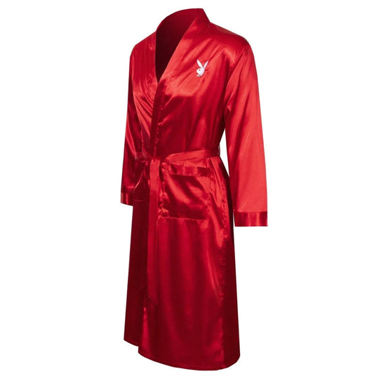 Playboy Satin Mansion Robe - Red