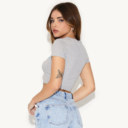 Playboy September 2016 Playmate X-Ray Baby Tee - Grey