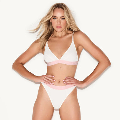 Playboy The Essentials Show White Bralette - White & Rose
