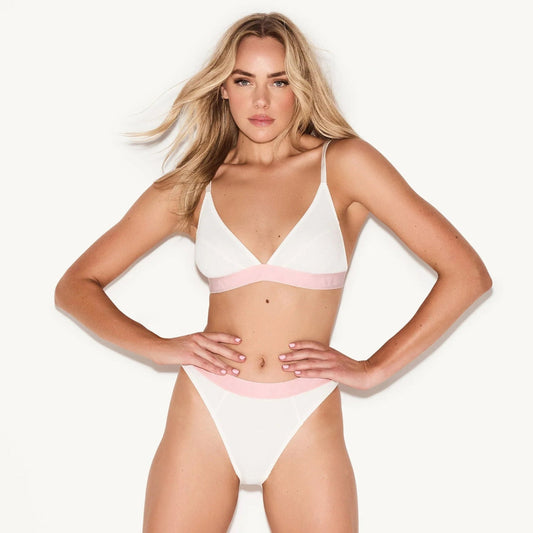 Playboy The Essentials Show White Bralette - White & Rose