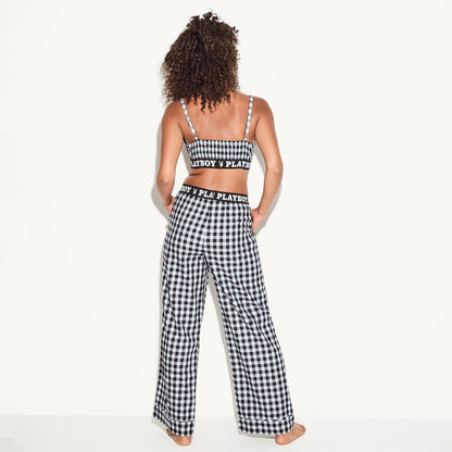 Playboy The Playboy Flannel Sleep Bralette - Blue check