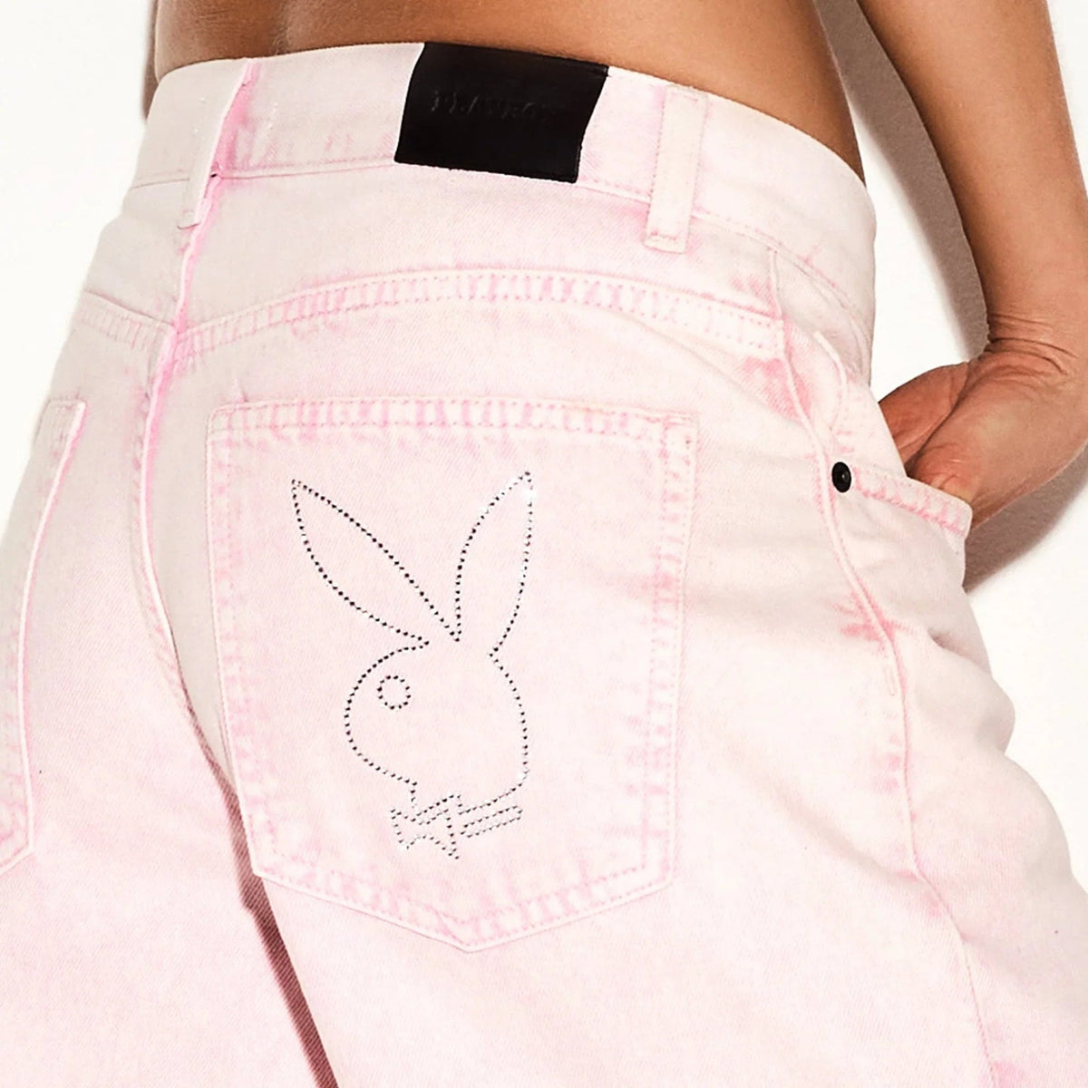 Playboy The Playboy Low Rise Skater Jean Pink Stone Wash