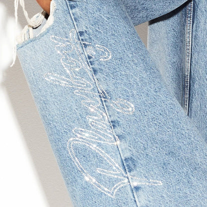 Playboy The Playboy Low Rise Skater Jean Ripped Light Wash