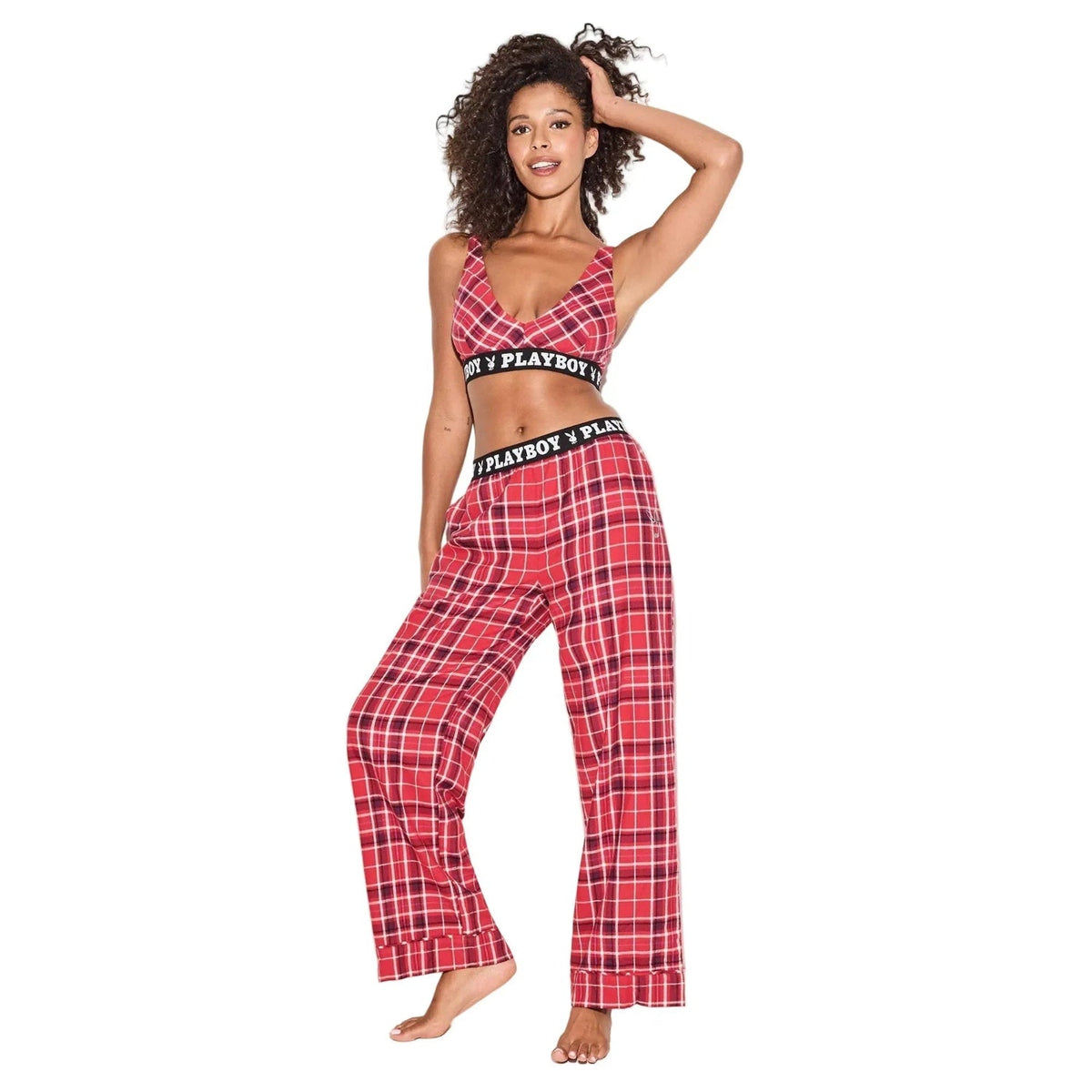 Playboy The Playboy Red Plaid Flannel Bralette - Red Plaid