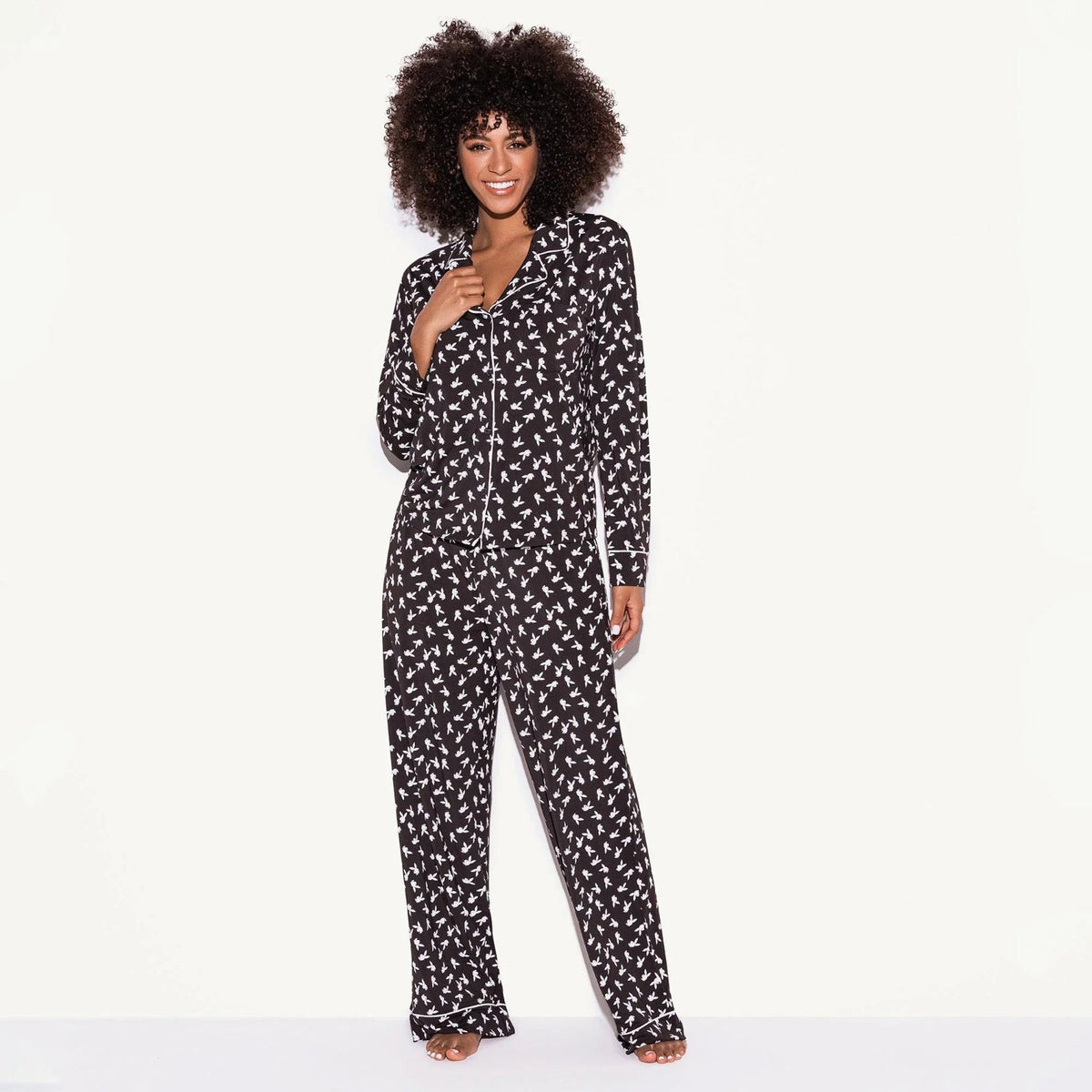 Playboy The Playboy Slumber Bunny Pajama Set - Black