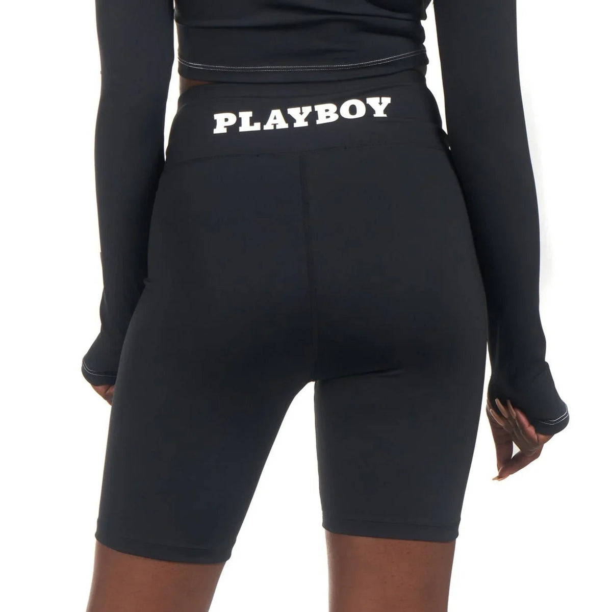 Playboy Women's Active Tie Ruched Bike Shorts