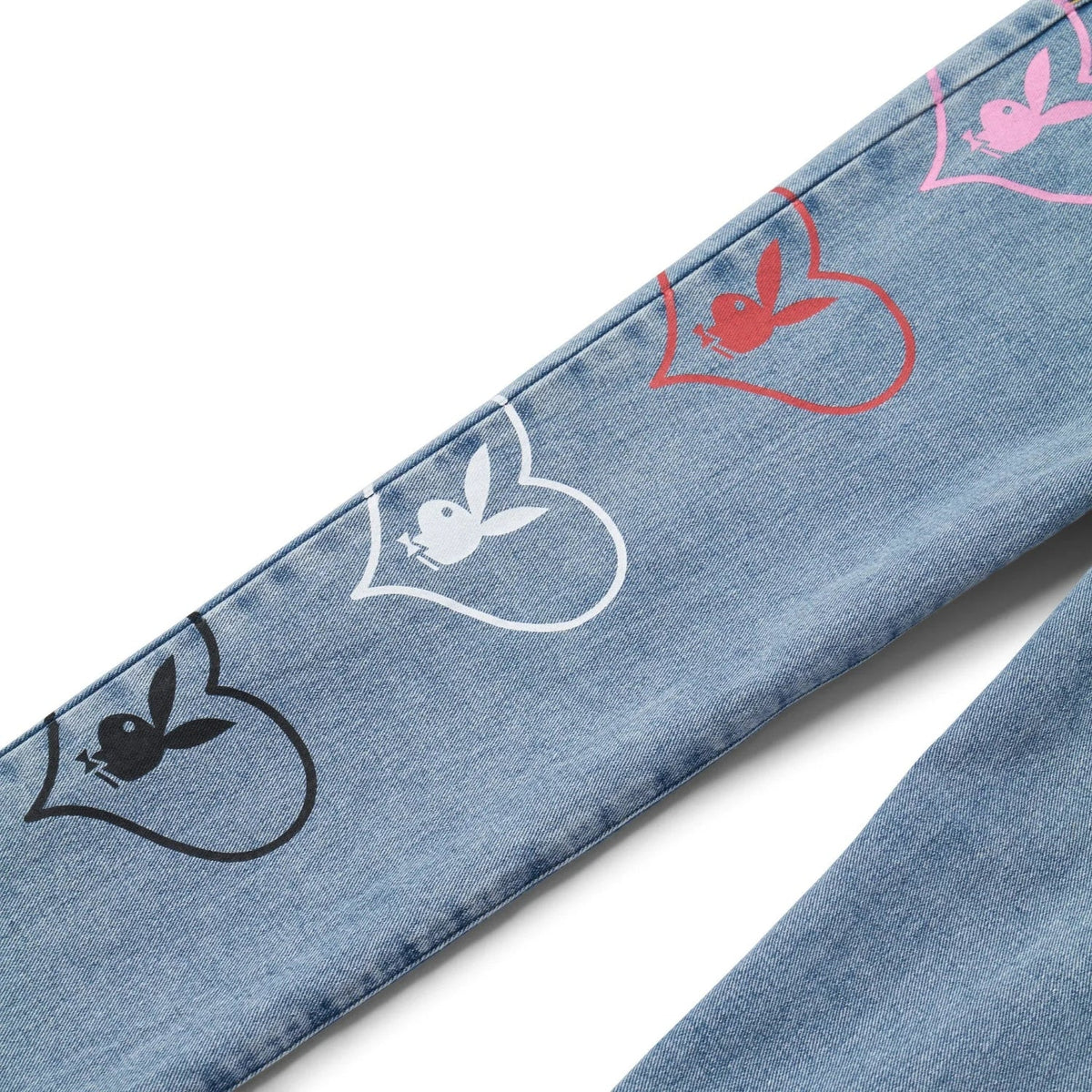 Playboy Women's Baggy Bunny Heart Denim Pants Amore