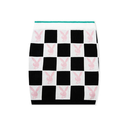 Playboy Women's Checkerboard Mini Skirt - White/Black