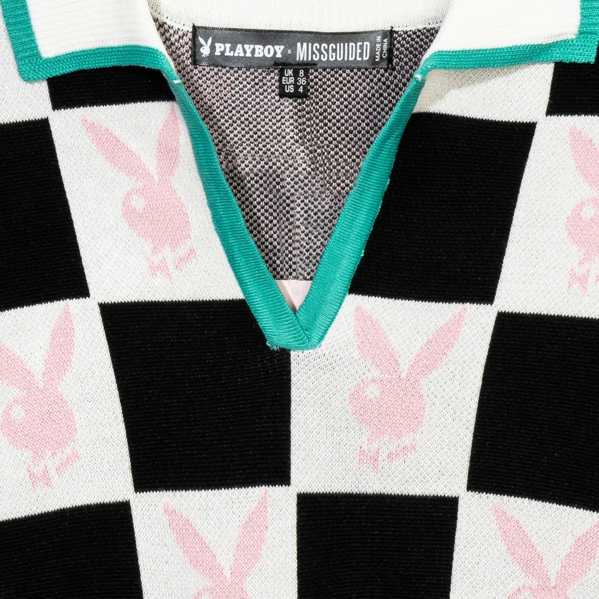 Playboy Women's Checkerboard Top - White