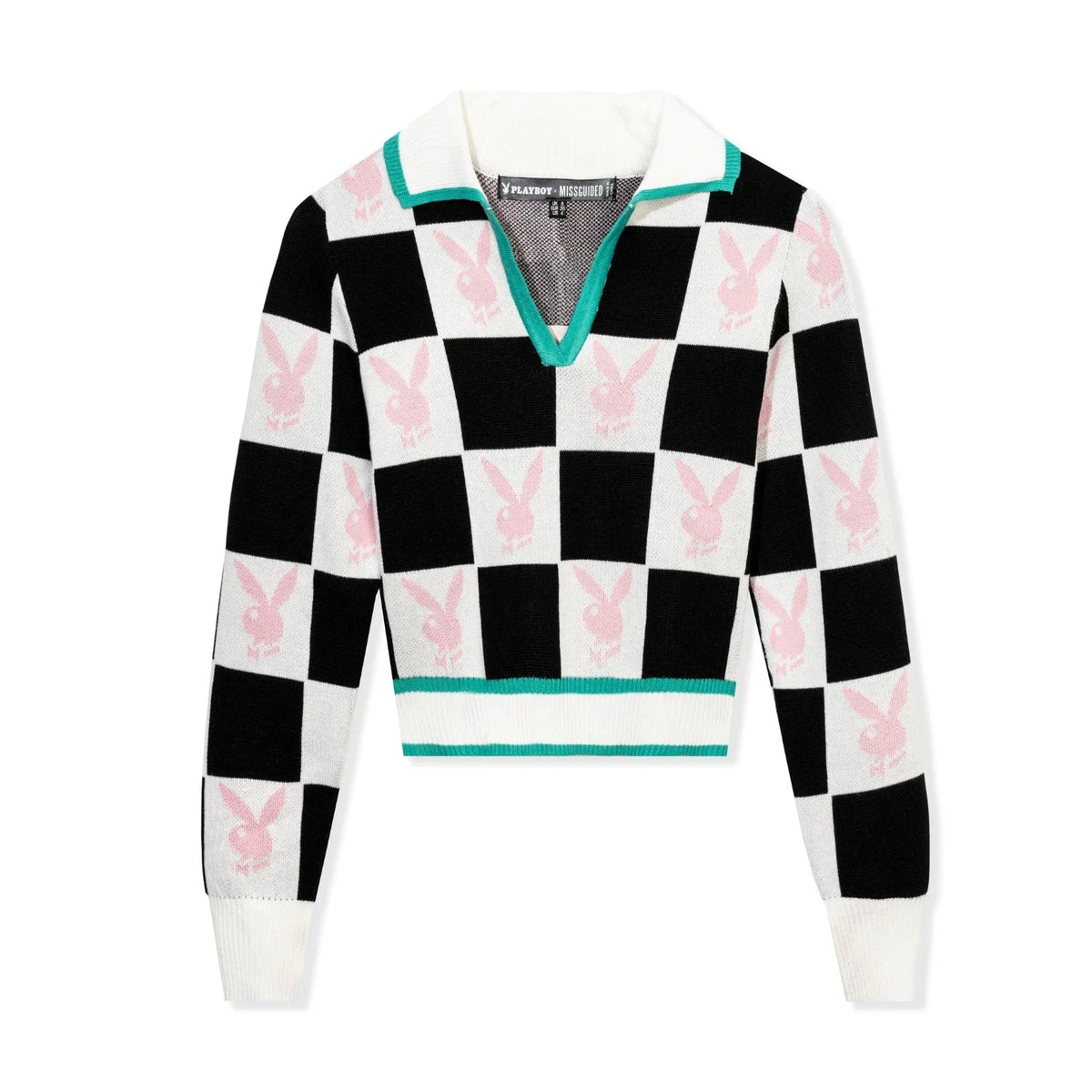Playboy Women's Checkerboard Top - White