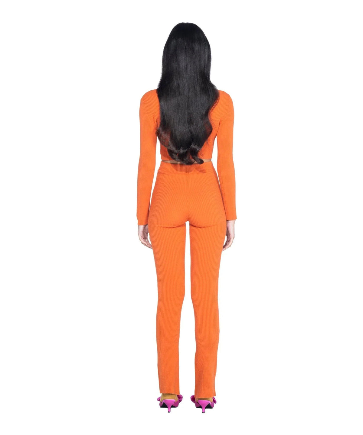 Playboy Women's Cropped Ribbed Long Sleeve Top