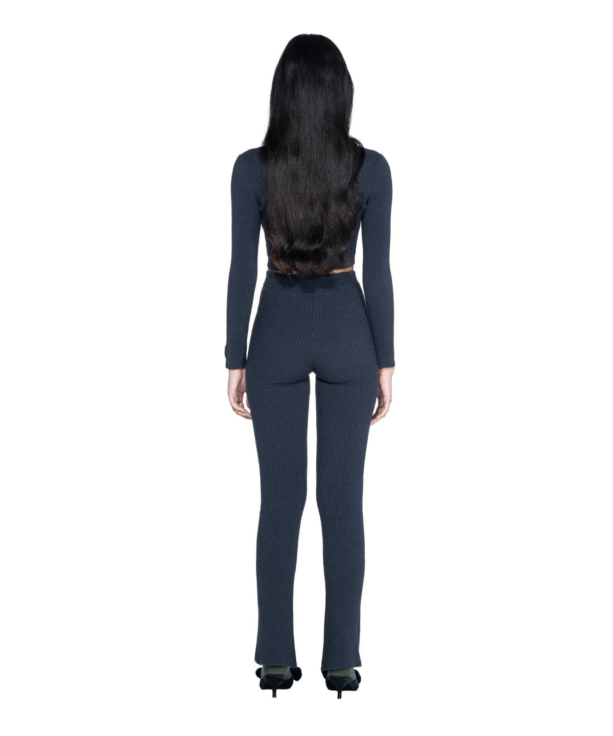 Playboy Women's Cropped Ribbed Long Sleeve Top