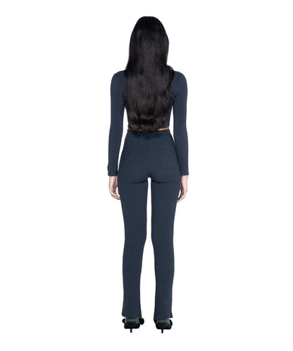 Playboy Women's Cropped Ribbed Long Sleeve Top