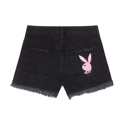 Playboy Women's High Rise Festival Denim Shorts - Bunny love