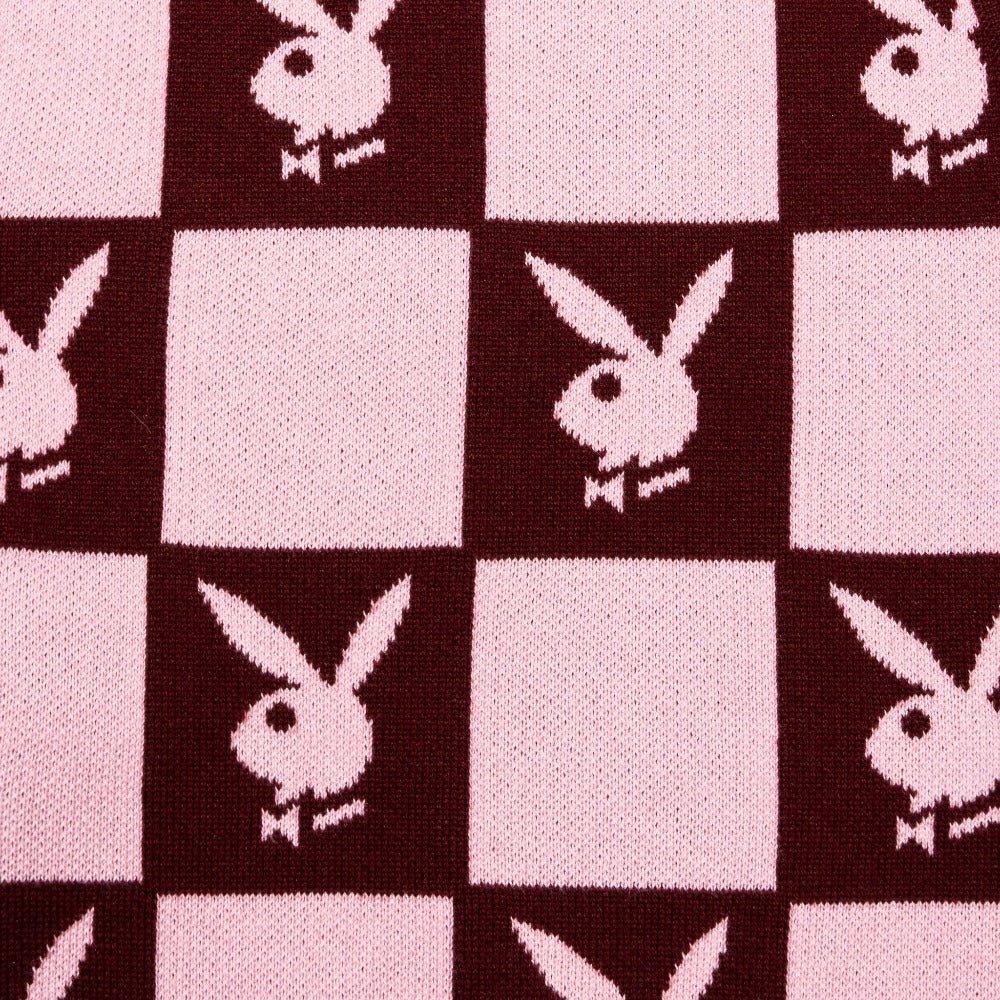 Playboy Women's Knit Checkerboard Vest - Burgundy