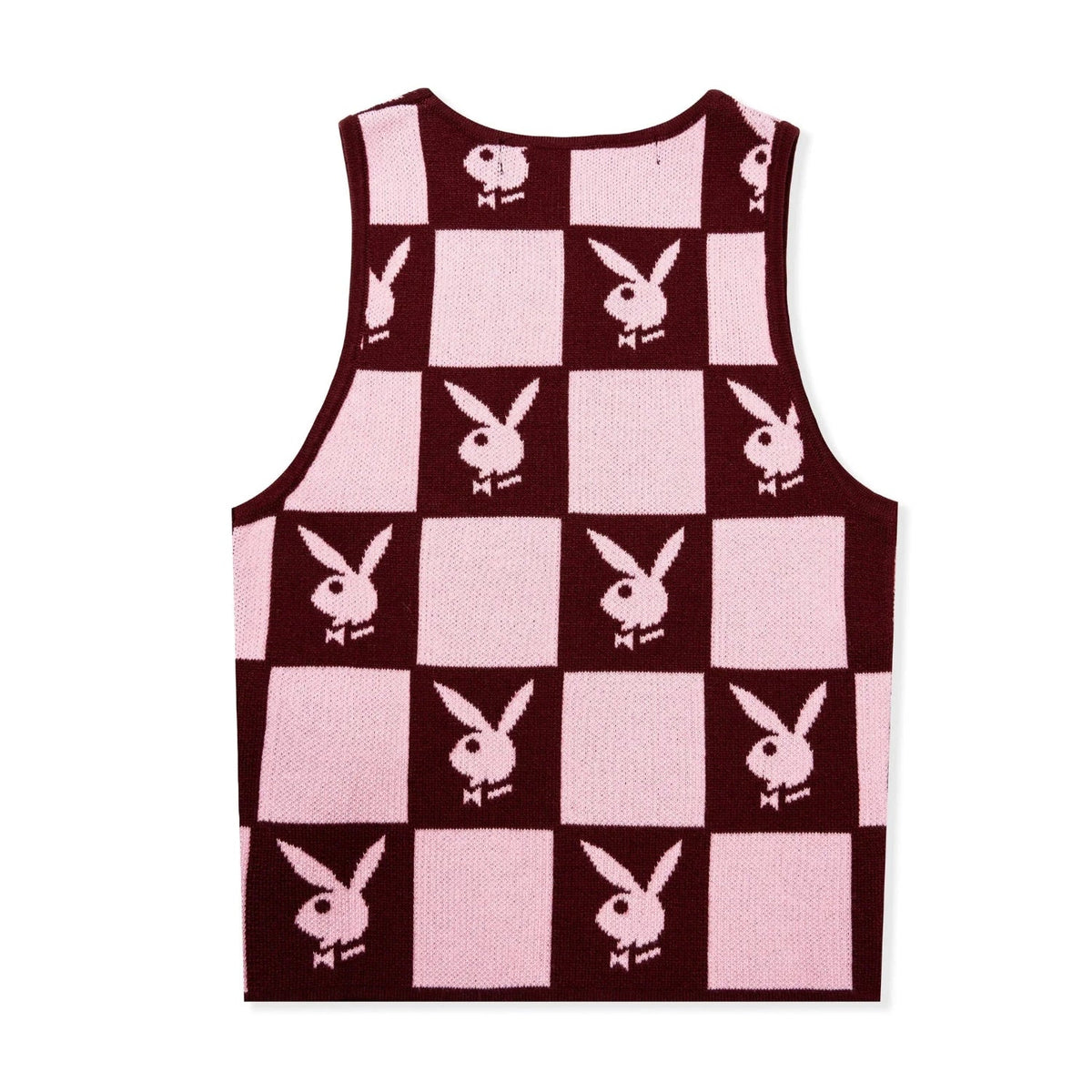 Playboy Women's Knit Checkerboard Vest - Burgundy