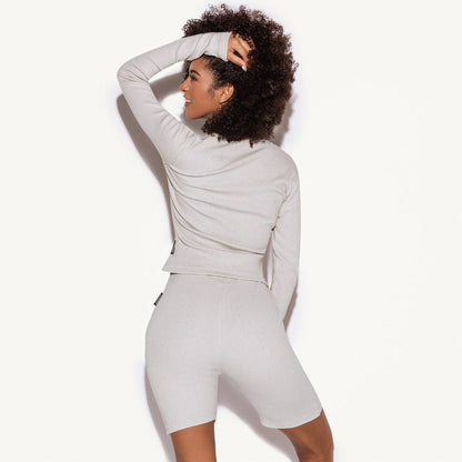Playboy Women's Lounge Rib LS Top and Short Set