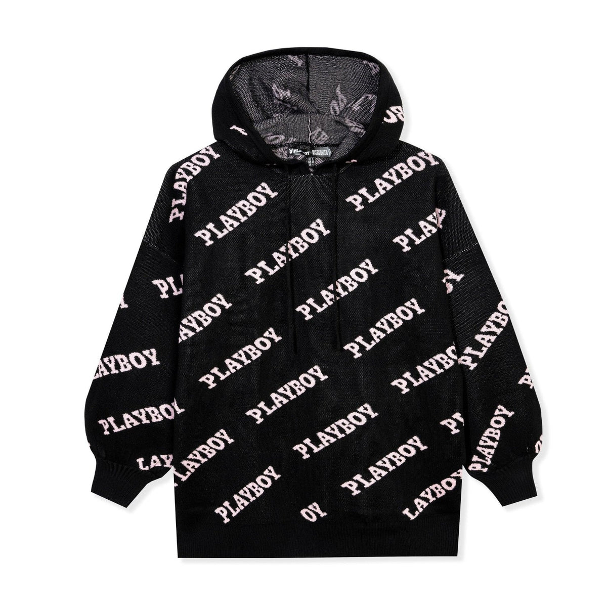 Playboy Women's Playboy Masthead Intarsia Knit Hoodie - Black