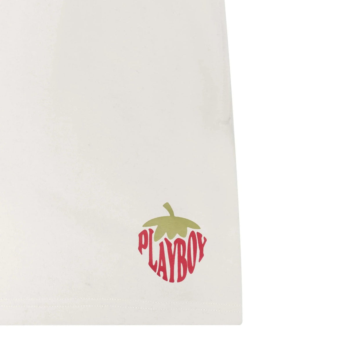 Playboy Women's Strawberry Love Boyfriend Sweatshort - White alyssum